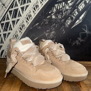 UGG Beige Suede Lace-Up Sneakers